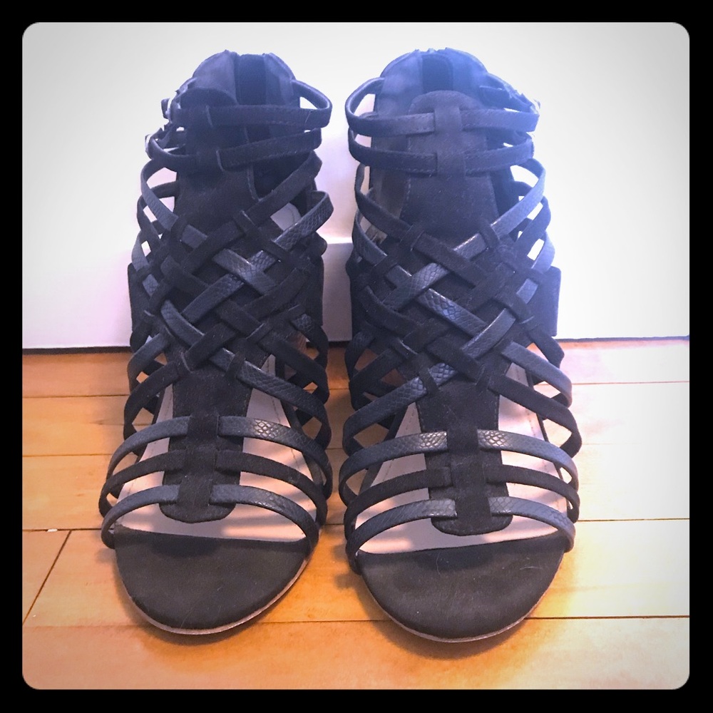 Women’s black strapped heels